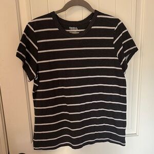Time and Tru Dark Gray and White Striped Top